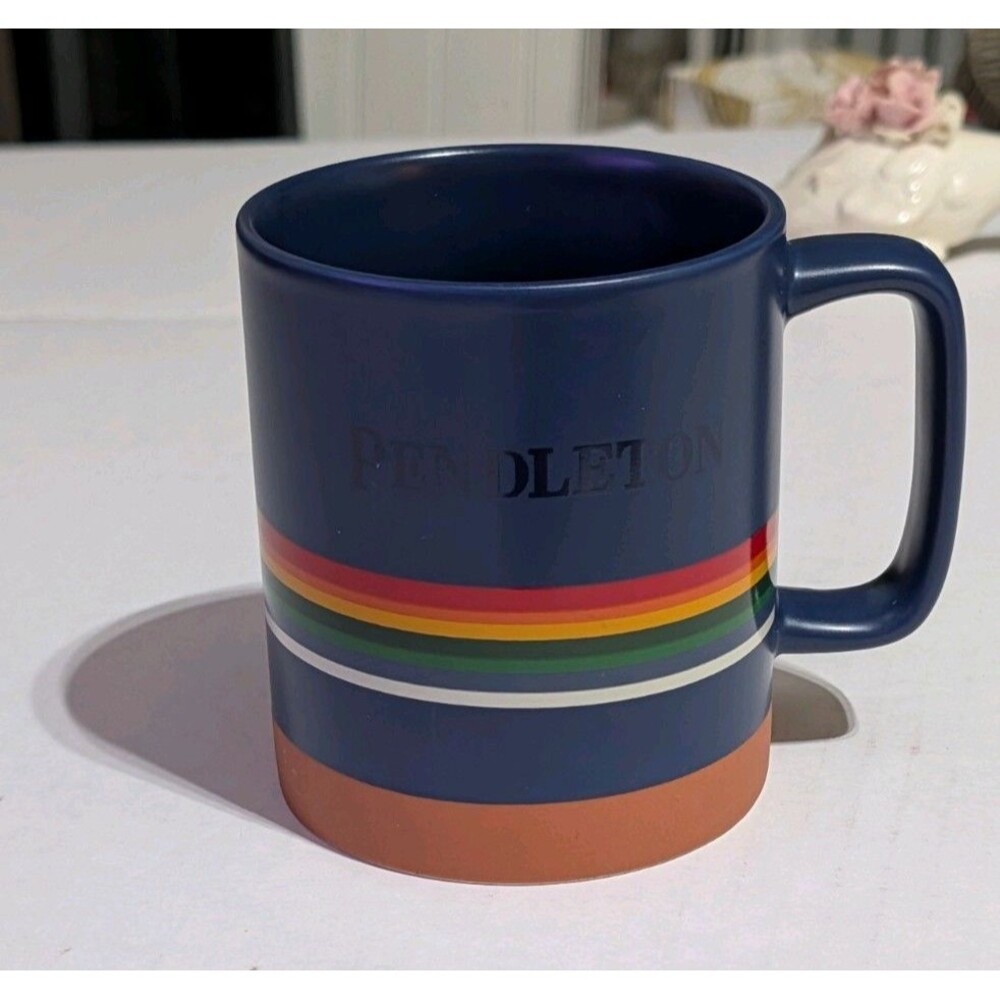 Pendleton Crater Lake National Park Ceramic Coffee Mug Navy Multi Stripe 18oz